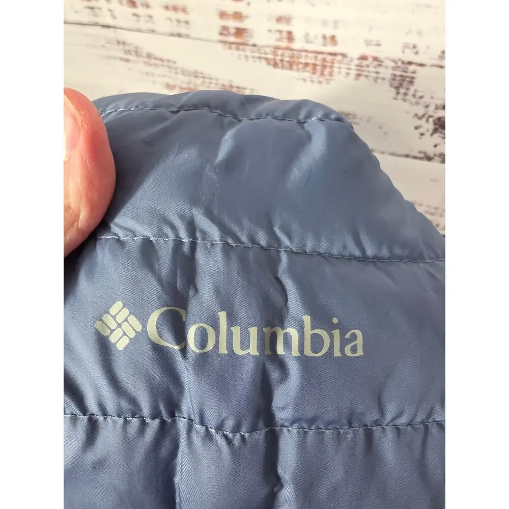 Columbia Puffer Jacket Kids Medium (10-12) Blue Hooded Lightweight Winter Coat
